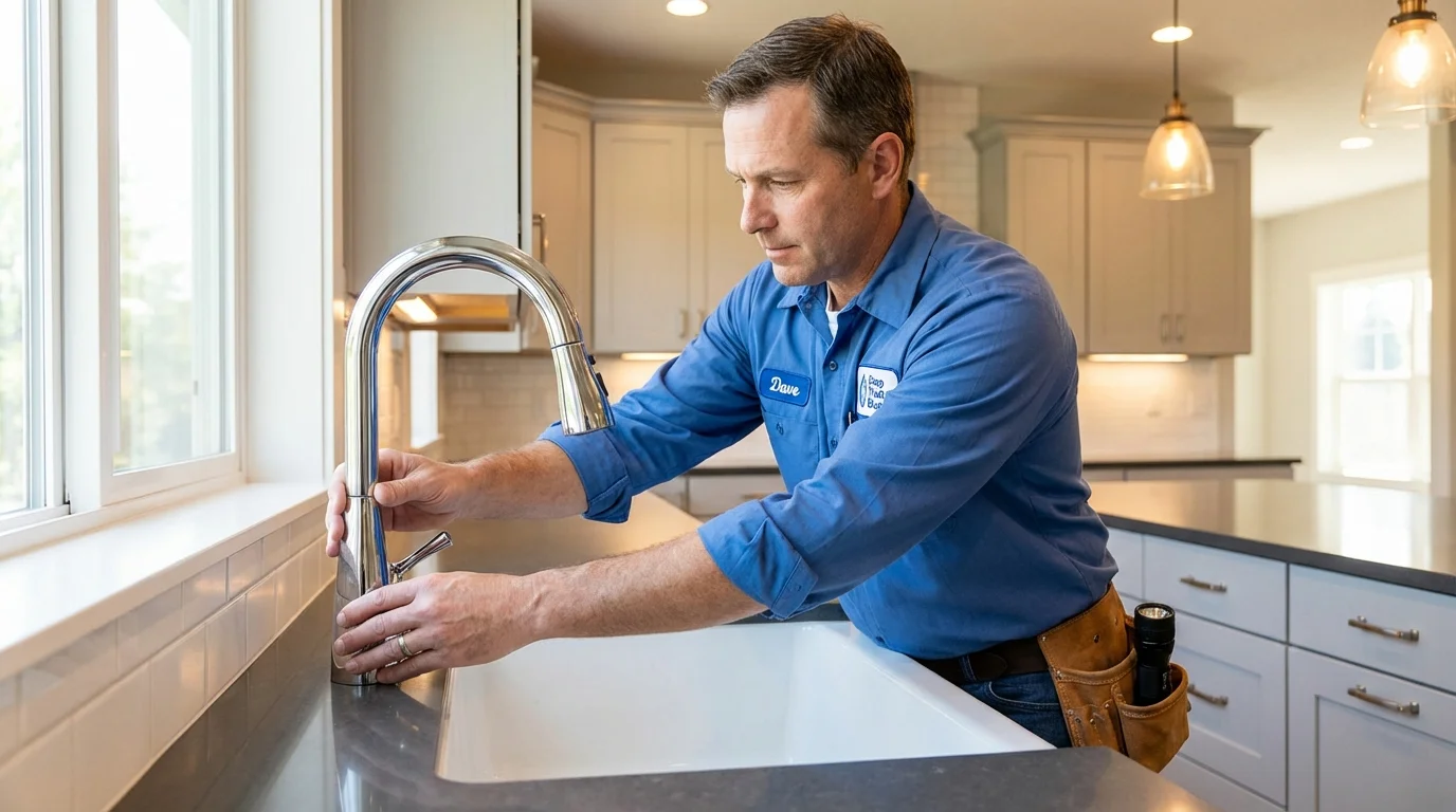 Kitchen faucet installation by Johns Plumbing LLC in Steep Falls